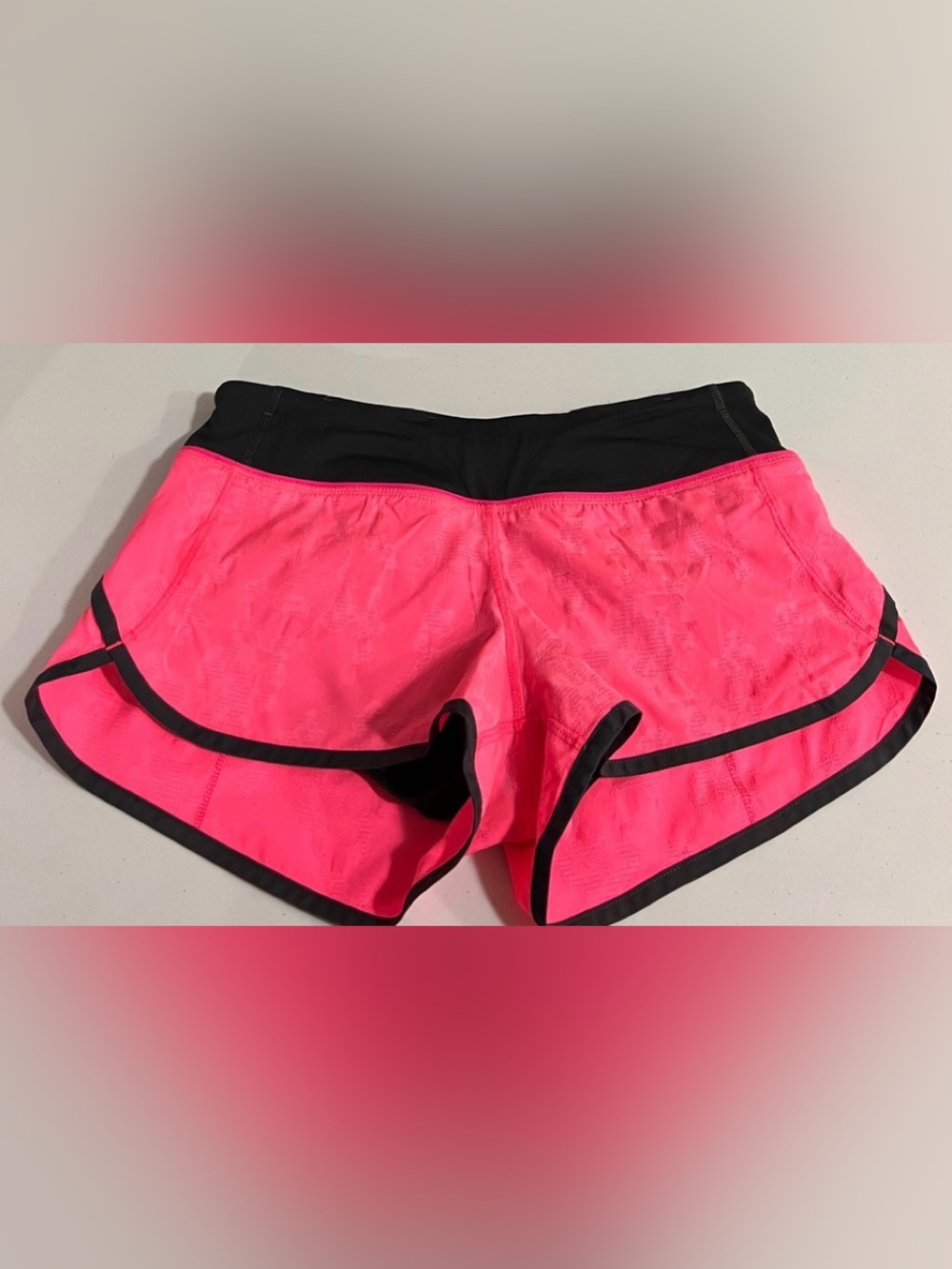 Lululemon Women’s Pink Athletic Shorts with Black Trim